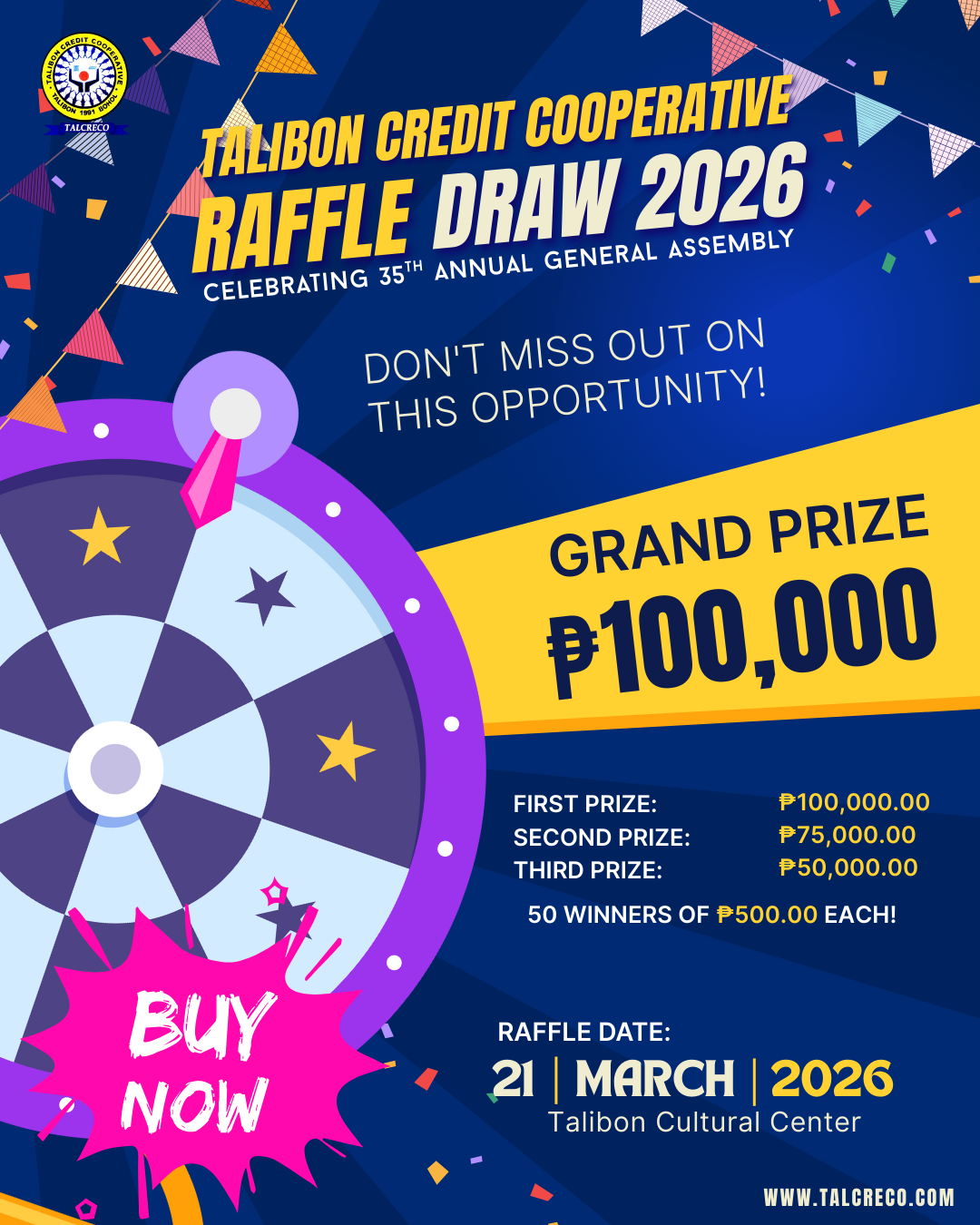 🎉✨ TALIBON CREDIT COOPERATIVE (TALCRECO) RAFFLE DRAW 2026 ✨🎉